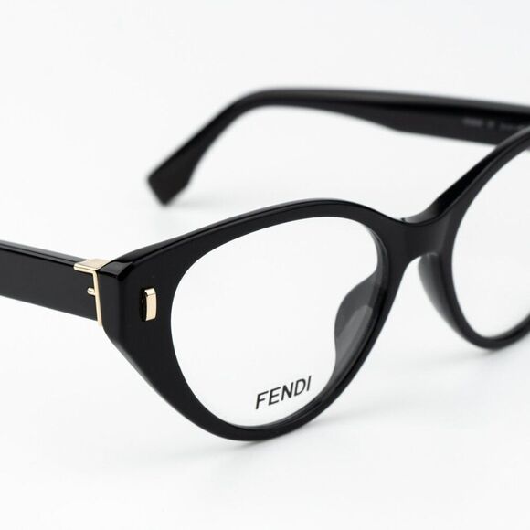 FE50020I 001 Shiny Black 53mm NEW Fendi FE50020I FIRST 001 Shiny Black Women Cat Eye Eyeglasses